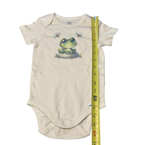 Gerber Baby Bodysuit 12M Snapsuit Short Sleeve with Frog & Dragonflies Print 16" - Picture 7 of 7